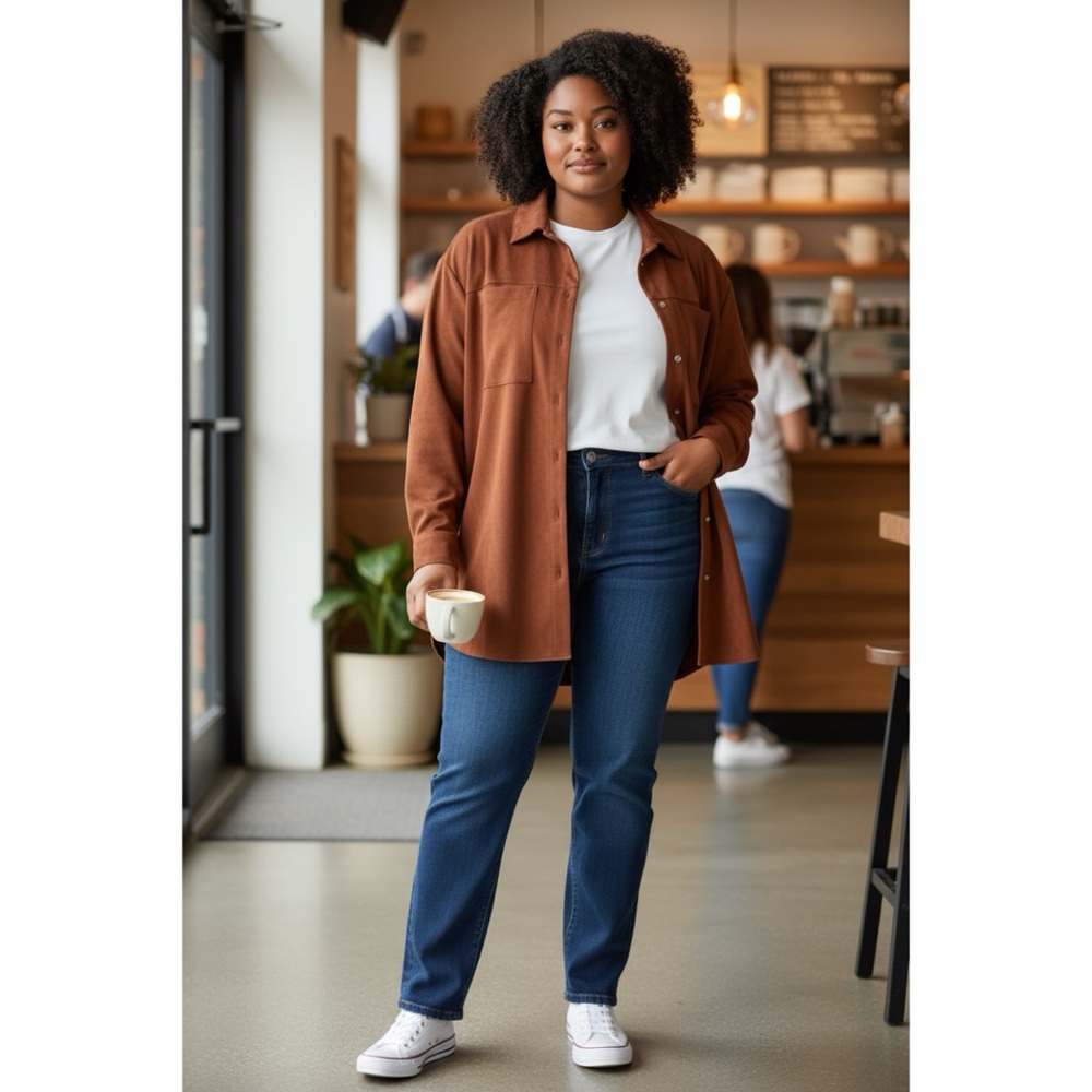NWT TRUTH by Republic Copper Faux Suede Shacket 3XL